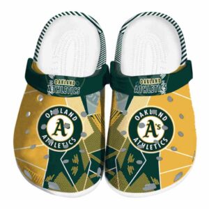 Oakland Athletics Geometric Background Crocs Best selling