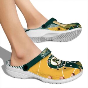 Oakland Athletics Geometric Background Crocs High quality