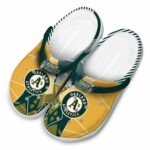 Oakland Athletics Geometric Background Crocs Best selling