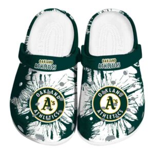 Oakland Athletics Splatter Graphics Crocs Best selling
