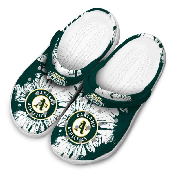 Oakland Athletics Splatter Graphics Crocs Trendy