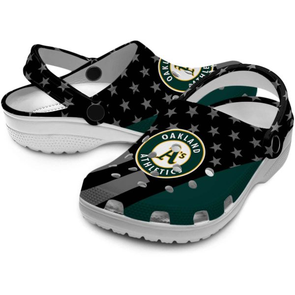 Oakland Athletics Stellar Stripes Theme Crocs Latest Model