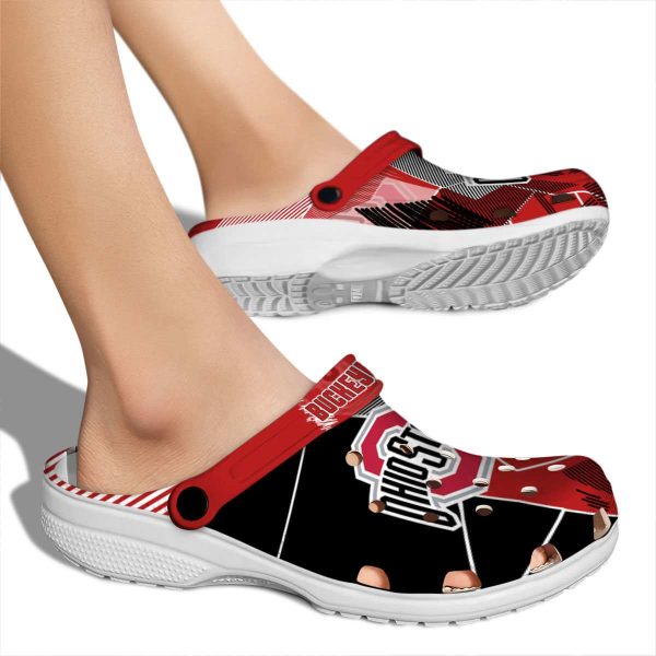 Ohio State Buckeyes Geometric Background Crocs High quality