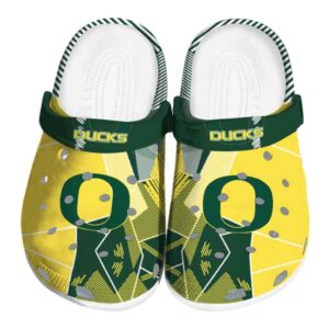Oregon Ducks Geometric Background Crocs Best selling