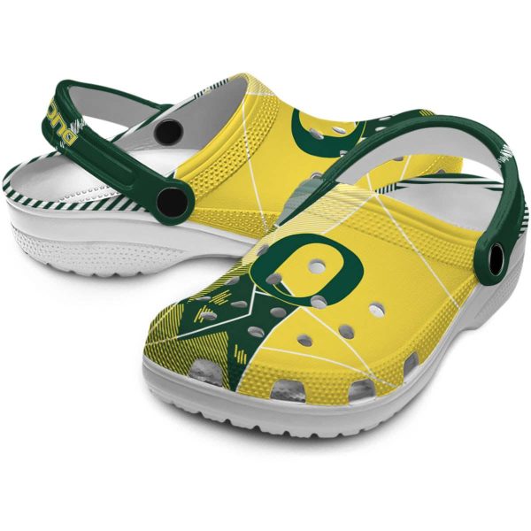 Oregon Ducks Geometric Background Crocs Latest Model