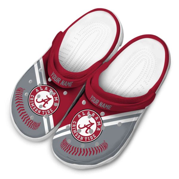 Personalized Alabama Crimson Tide Baseball Motif Crocs Trendy