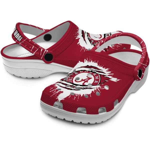 Personalized Alabama Crimson Tide Splash Motif Background Crocs Latest Model