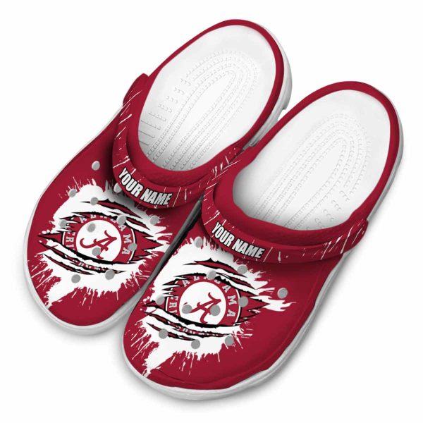 Personalized Alabama Crimson Tide Splash Motif Background Crocs Trendy