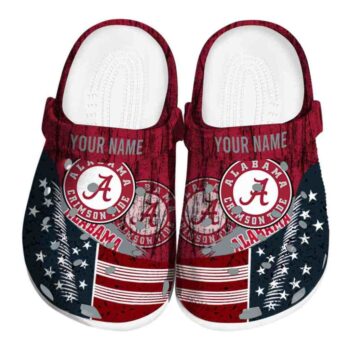 Personalized Alabama Crimson Tide Star Spangled Side Pattern Crocs Best selling