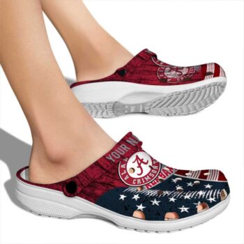 Personalized Alabama Crimson Tide Star Spangled Side Pattern Crocs High quality