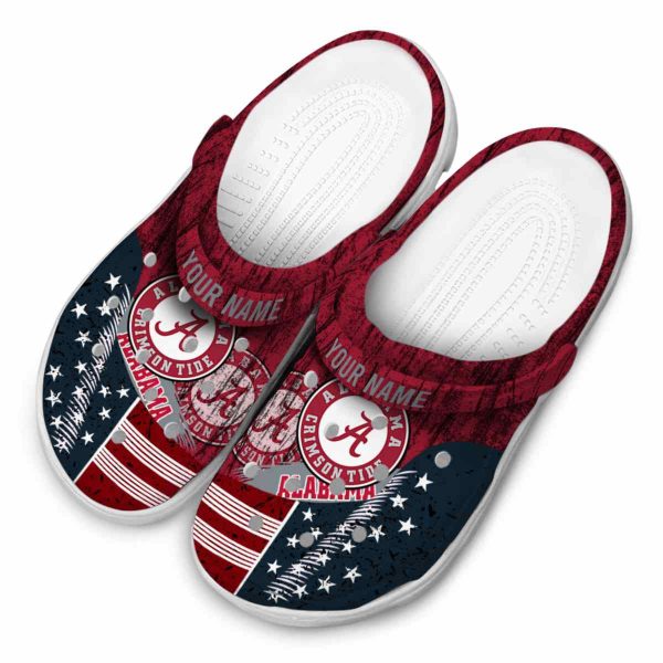Personalized Alabama Crimson Tide Star Spangled Side Pattern Crocs Trendy