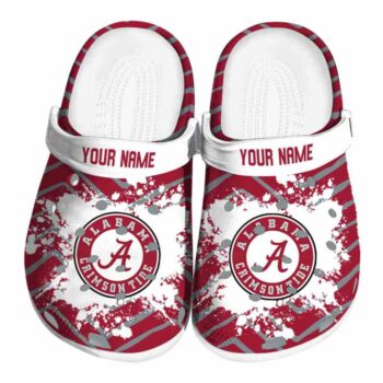 Personalized Alabama Crimson Tide Zigzag Paint Burst Crocs Best selling