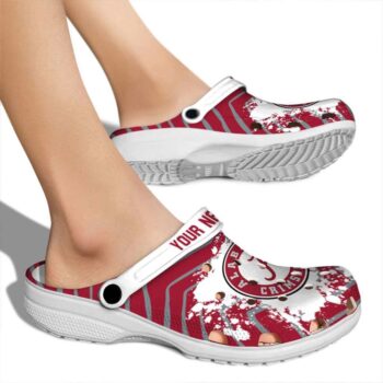 Personalized Alabama Crimson Tide Zigzag Paint Burst Crocs High quality