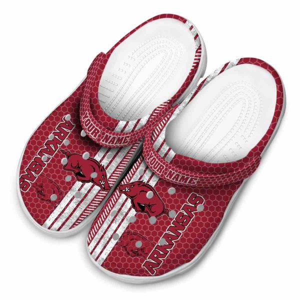 Personalized Arkansas Razorbacks Contrasting Stripes Crocs Trendy