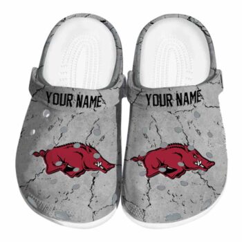Personalized Arkansas Razorbacks Cracked Texture Crocs Best selling