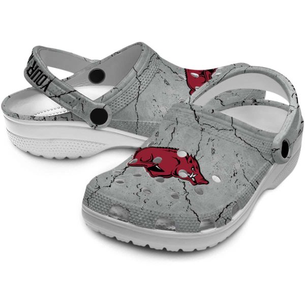 Personalized Arkansas Razorbacks Cracked Texture Crocs Latest Model