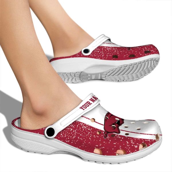 Personalized Arkansas Razorbacks Vertical Stripes Crocs High quality