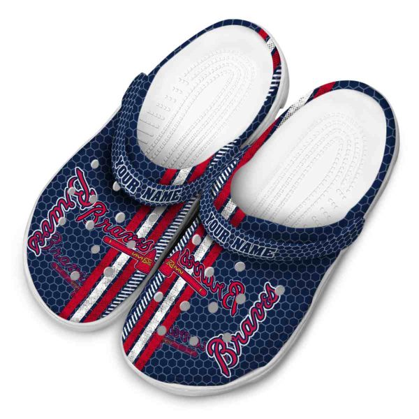 Personalized Atlanta Braves Contrasting Stripes Crocs Trendy