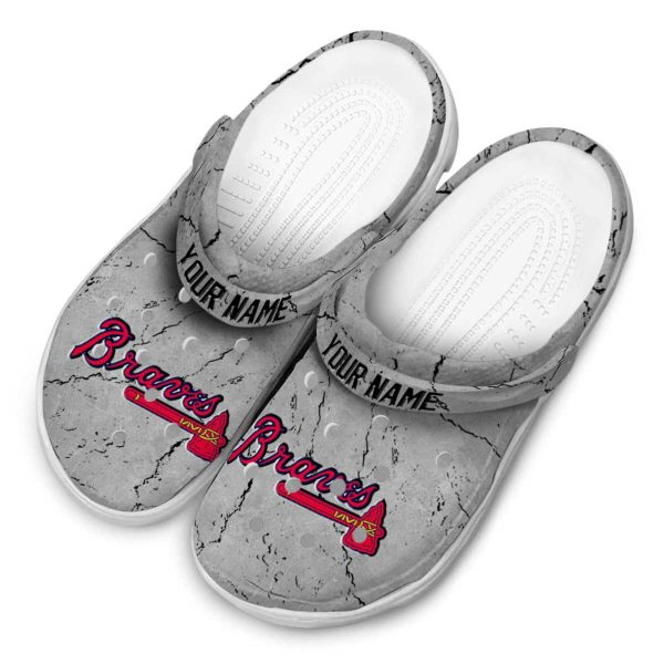 Personalized Atlanta Braves Cracked Texture Crocs Trendy