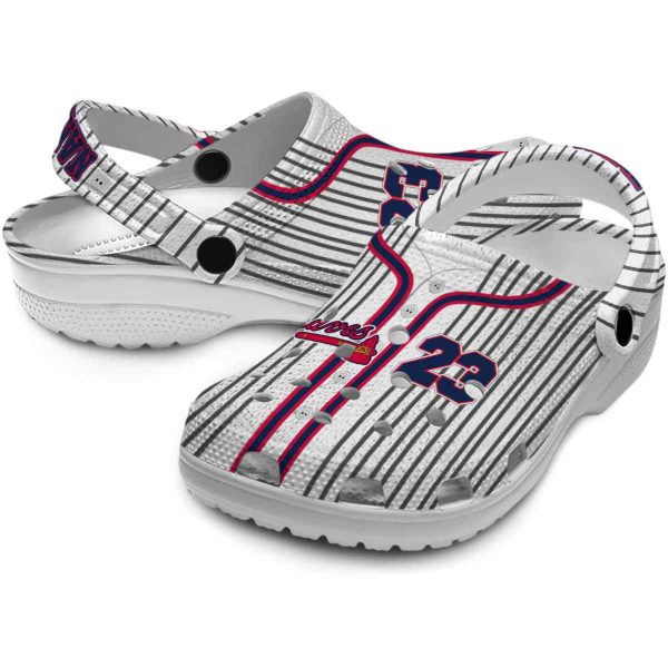 Personalized Atlanta Braves Pinstripe Pattern Crocs Latest Model