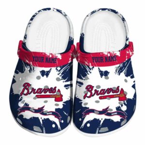 Personalized Atlanta Braves Splatter Pattern Crocs Best selling