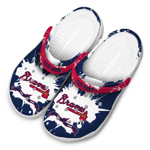 Personalized Atlanta Braves Splatter Pattern Crocs Trendy