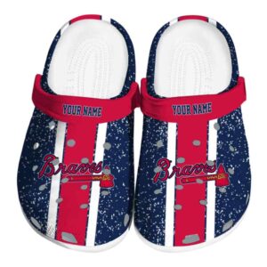 Personalized Atlanta Braves Vertical Stripes Crocs Best selling