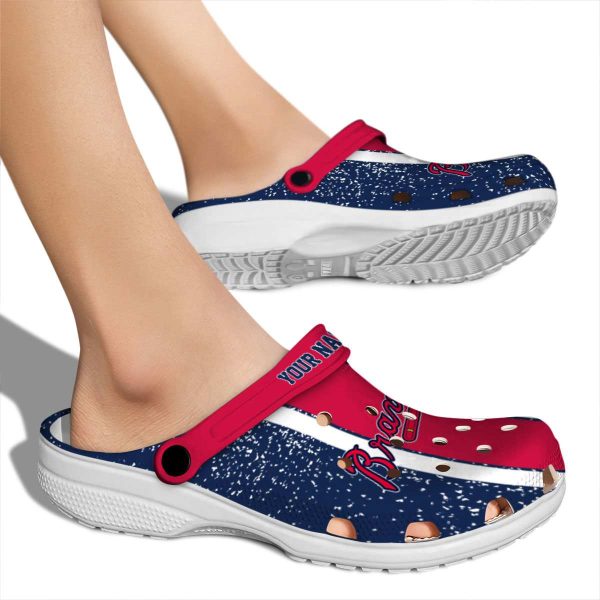 Personalized Atlanta Braves Vertical Stripes Crocs High quality