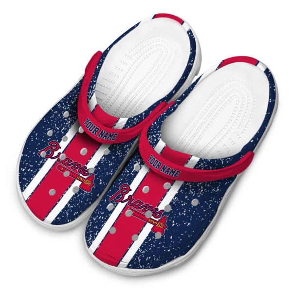 Personalized Atlanta Braves Vertical Stripes Crocs Trendy
