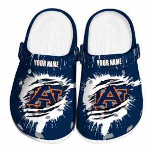 Personalized Auburn Tigers Splash Motif Background Crocs Best selling