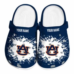 Personalized Auburn Tigers Splatter Background Crocs Best selling