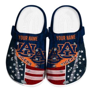 Personalized Auburn Tigers Star Spangled Side Pattern Crocs Best selling