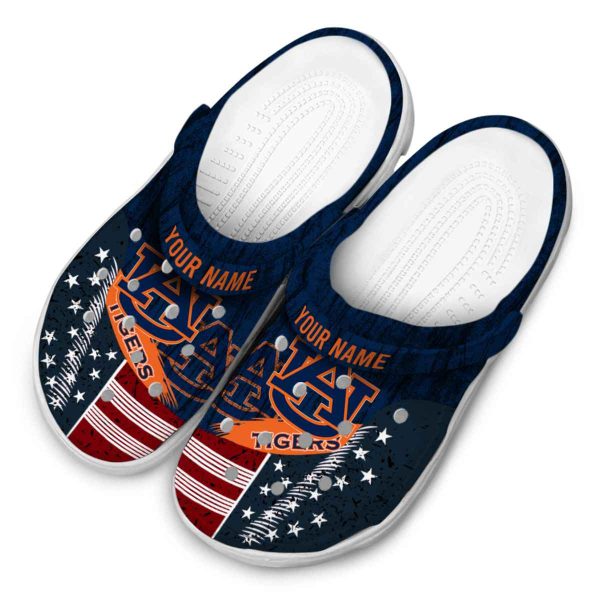 Personalized Auburn Tigers Star Spangled Side Pattern Crocs Trendy