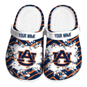 Personalized Auburn Tigers Zigzag Paint Burst Crocs Best selling