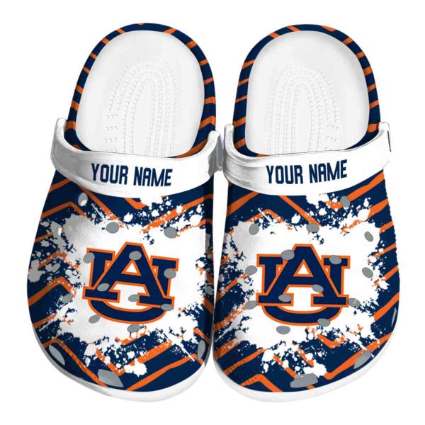 Personalized Auburn Tigers Zigzag Paint Burst Crocs Best selling