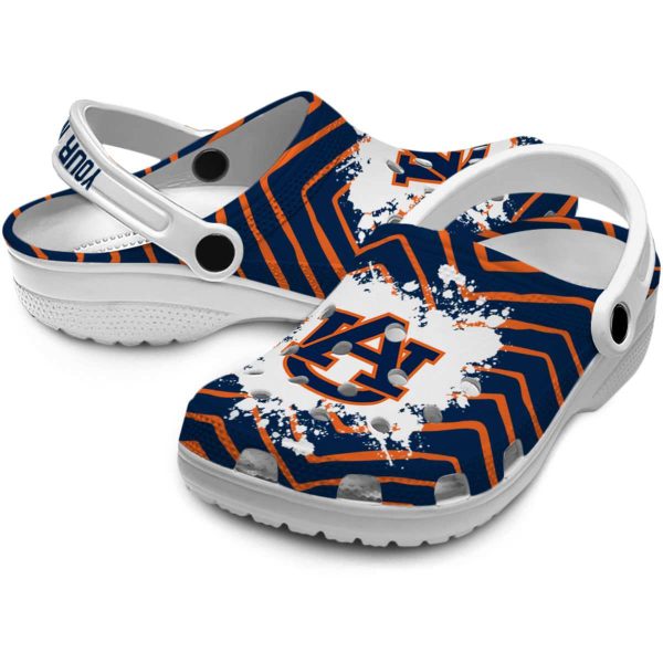 Personalized Auburn Tigers Zigzag Paint Burst Crocs Latest Model