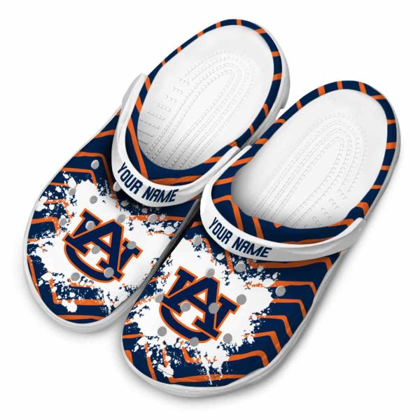 Personalized Auburn Tigers Zigzag Paint Burst Crocs Trendy