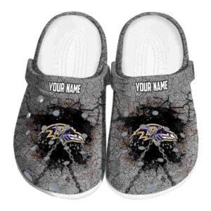Personalized Baltimore Ravens Cracked Ground Texture Crocs Best selling