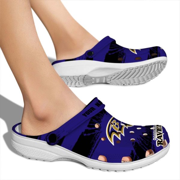 Personalized Baltimore Ravens Paint Splatter Graphics Crocs High quality