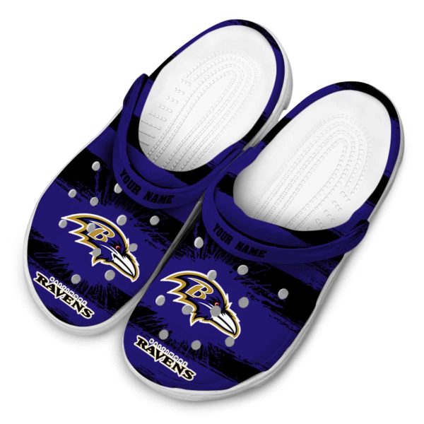 Personalized Baltimore Ravens Paint Splatter Graphics Crocs Trendy