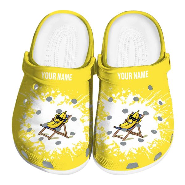 Personalized Banana Splatter Background Crocs Best selling