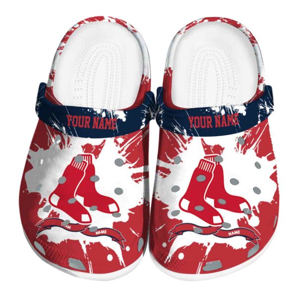 Personalized Boston Red Sox Splatter Pattern Crocs Best selling