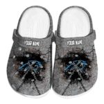 Personalized Carolina Panthers Cracked Ground Texture Crocs Best selling