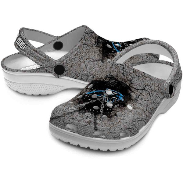 Personalized Carolina Panthers Cracked Ground Texture Crocs Latest Model