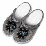 Personalized Carolina Panthers Cracked Ground Texture Crocs Best selling