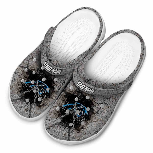 Personalized Carolina Panthers Cracked Ground Texture Crocs Trendy