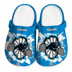 Personalized Carolina Panthers Gripping Hand Crocs Best selling