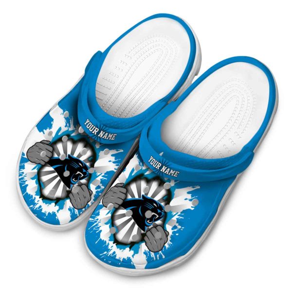 Personalized Carolina Panthers Gripping Hand Crocs Trendy