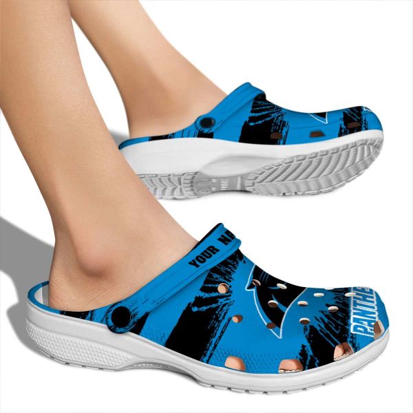 Personalized Carolina Panthers Paint Splatter Graphics Crocs High quality