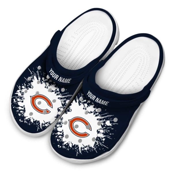 Personalized Chicago Bears Splatter Background Crocs Trendy